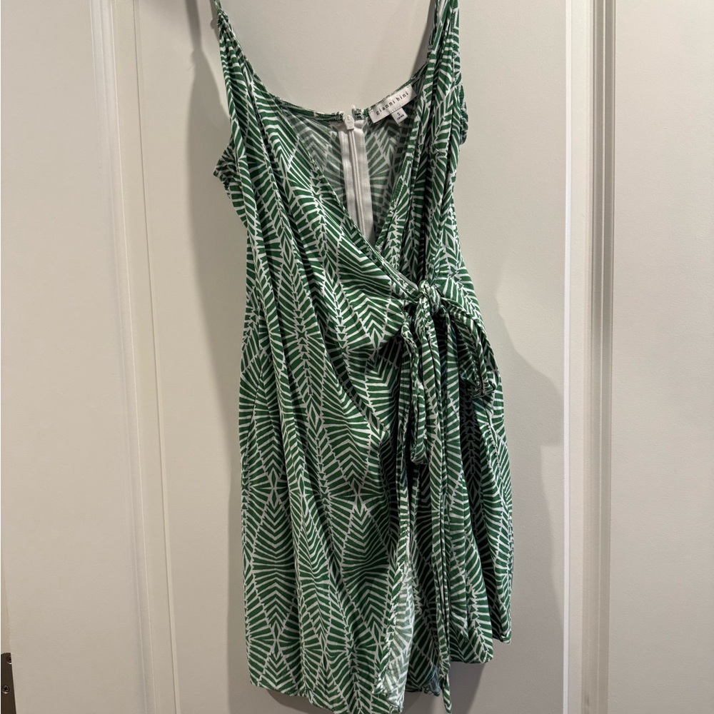 Green Leaf Print Wrap Romper